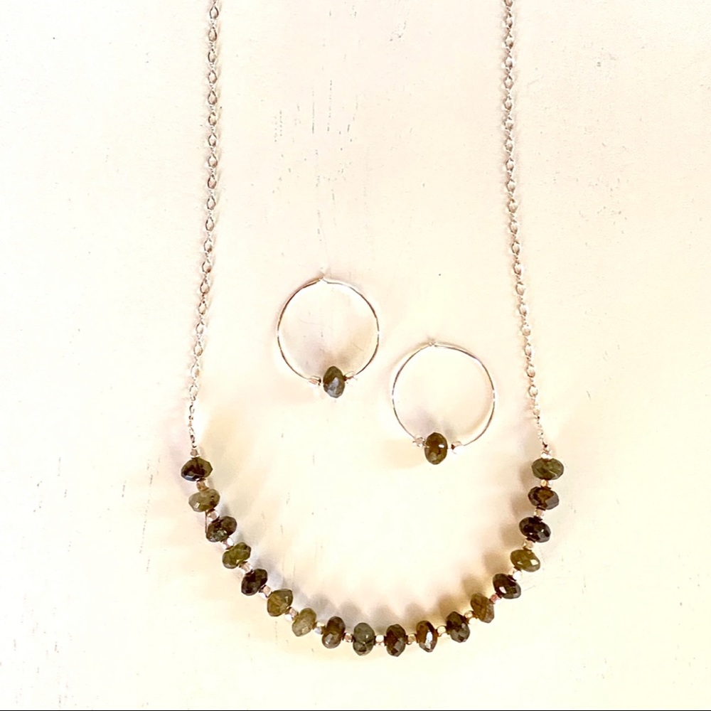 Handcrafted Labradorite and SS Necklace and Earring Set